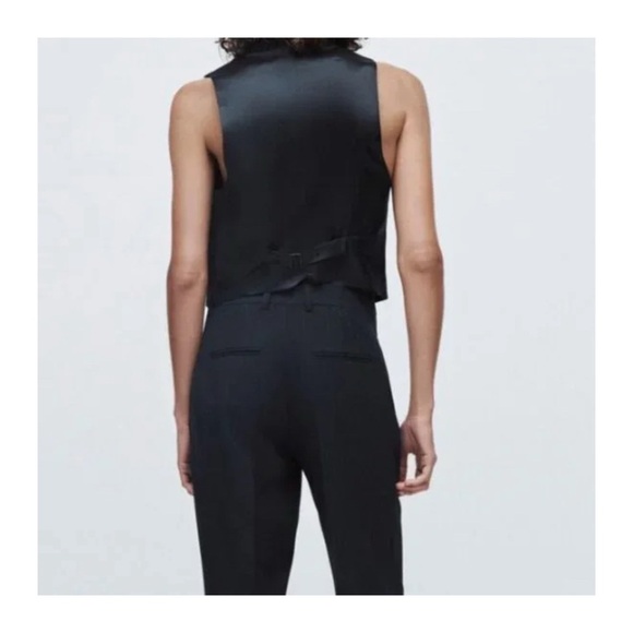 Zara Pinstripe Poly Wool Blend Vest Size M EUC - Picture 3 of 13